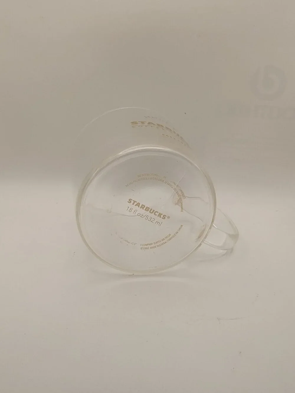 2015 Starbucks Clear Glass Coffee Mug 18 Oz Large Gold Logo Coffee Est 1971
